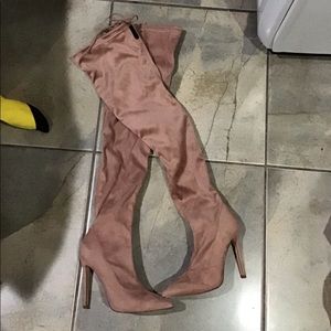 Suede blush high knees